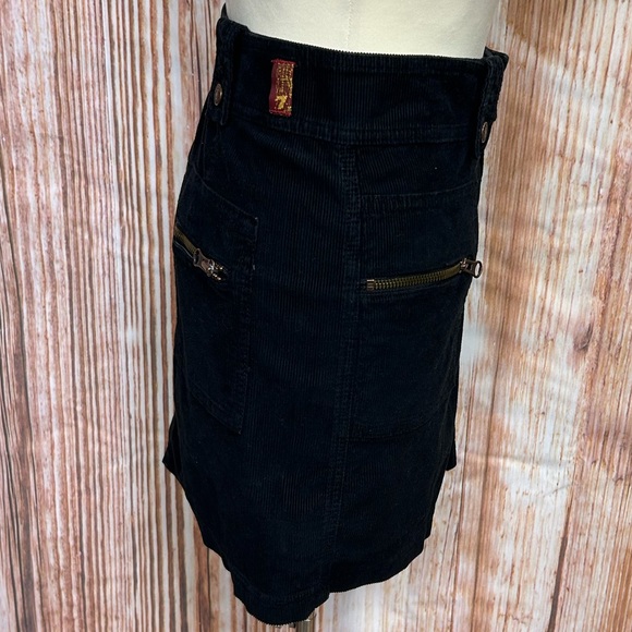 7 For All Mankind Black Corduroy Mini Skirt - Picture 4 of 16